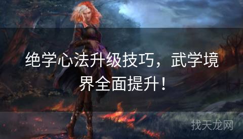 绝学心法升级技巧，武学境界全面提升！