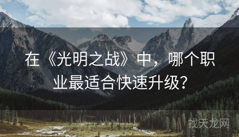 在《光明之战》中，哪个职业最适合快速升级？