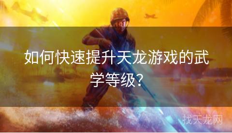 如何快速提升天龙游戏的武学等级？