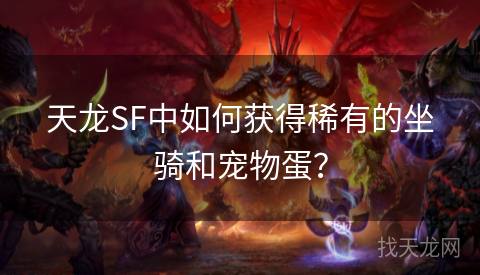 天龙SF中如何获得稀有的坐骑和宠物蛋？