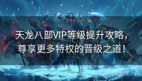 天龙八部VIP等级提升攻略，尊享更多特权的晋级之道！